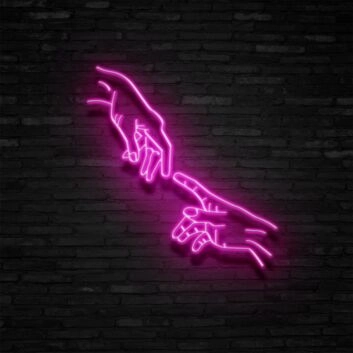 zwei Hände berühren sich LED-Neonschild Wohnzimmer Studio