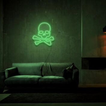 Totenkopf mit gekreuzten Knochen LED-Neonschild für Bar und Wohnzimmer