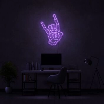 Rockhand Symbol LED-Neonschild für Home Office Musikzimmer