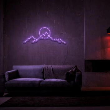 Berglandschaft mit Sonne LED-Neonschild für Wohnzimmer Lounge