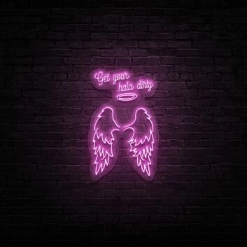 Engelsflügel LED Neonschild im modernen Line Art Design für Bar Lounge und stilvolle Wanddekoration