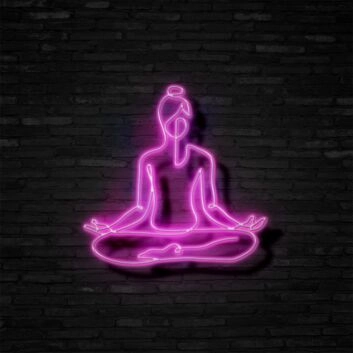 Meditierende Person im Lotussitz LED-Neonschild Yoga Studio Wohnzimmer