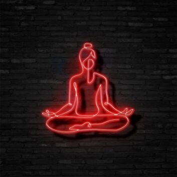 Meditierende Person im Lotussitz LED-Neonschild Yoga Studio Wohnzimmer