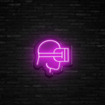Person mit VR-Headset LED-Neonschild für Gaming Lounge