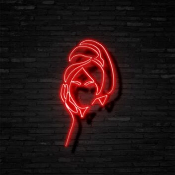 Frauenkopf mit Hochsteckfrisur LED-Neonschild für Friseursalon