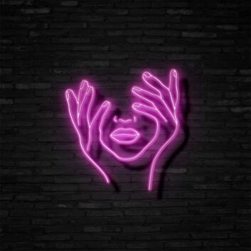 Gesicht mit Händen LED-Neonschild Wohnzimmer Studio