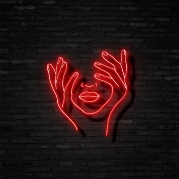 Gesicht mit Händen LED-Neonschild Wohnzimmer Studio