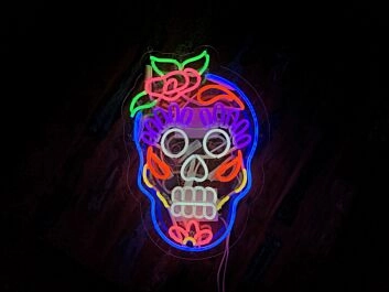 Zuckerschädel mit Blume LED-Neonschild für Bar Club
