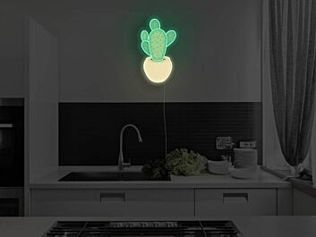 Kaktus im Blumentopf LED-Neonschild Küche Wohnzimmer