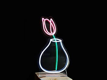 Tulpe in Vase LED-Neonschild Wohnzimmer Blumengeschäft