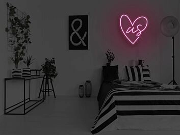 Herzförmiges LED Neonschild mit us Schriftzug für Schlafzimmer Wohnzimmer und romantische Wanddekoration