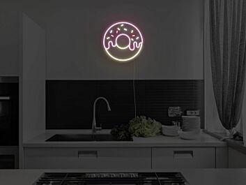 Donut mit Zuckerguss und Streuseln LED-Neonschild Küche Café