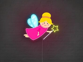 Fee mit Zauberstab LED-Neonschild für Kinderzimmer Party