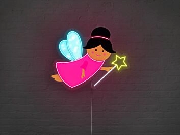 Fee mit Zauberstab LED-Neonschild für Kinderzimmer Party