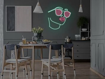 Gesicht mit Sonnenbrille LED-Neonschild Wohnzimmer Studio