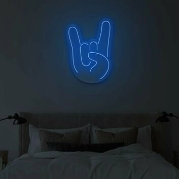 Handsymbol Rockgeste LED-Neonschild Wohnzimmer Musikraum