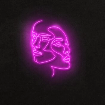 Abstrakte Gesichter Linienzeichnung LED-Neonschild Wohnzimmer Atelier