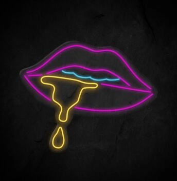 Lippen mit tropfender Flüssigkeit LED-Neonschild für Bar Club