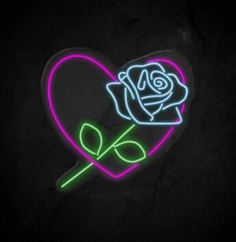 Herz mit Rose LED-Neonschild Wohnzimmer Schlafzimmer