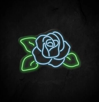 Rosenblüte mit Blättern LED-Neonschild Wohnzimmer Schaufenster
