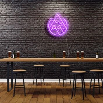 Bergsymbol mit Flamme LED-Neonschild für Bar und Café