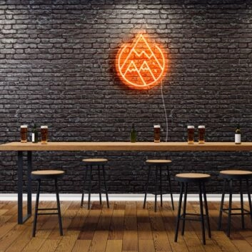 Bergsymbol mit Flamme LED-Neonschild für Bar und Café