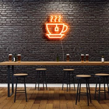 Teetasse mit Teebeutel und Dampf LED-Neonschild für Café oder Küche