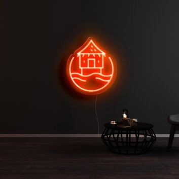 Pfahlbau am Wasser LED-Neonschild Wohnzimmer Bar