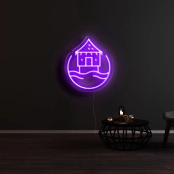 Pfahlbau am Wasser LED-Neonschild Wohnzimmer Bar