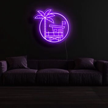 Palme und Strandhaus LED-Neonschild für Wohnzimmer oder Bar