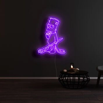 Comicfigur mit Dreizack LED-Neonschild Wohnzimmer Bar