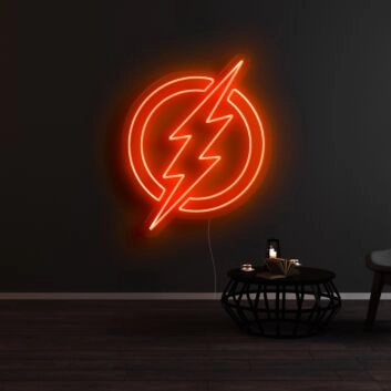 Blitzsymbol im Kreis LED-Neonschild Wohnzimmer Gamingzimmer