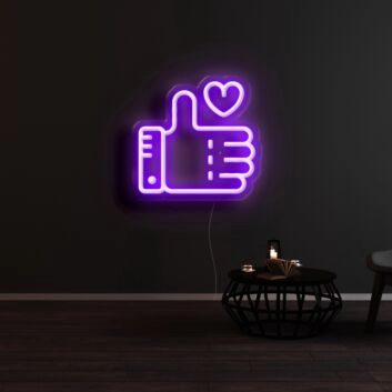 Daumen hoch mit Herz LED-Neonschild Wohnzimmer Cafe