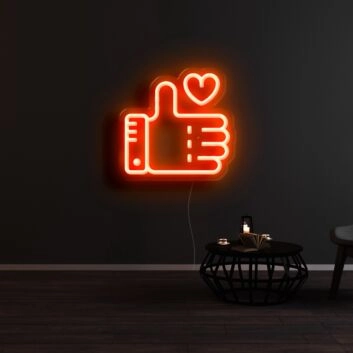Daumen hoch mit Herz LED-Neonschild Wohnzimmer Cafe