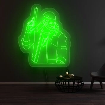 Figur mit Pistole LED-Neonschild Gamingzimmer Wohnzimmer