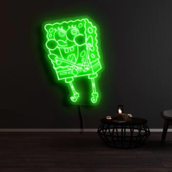 Schwammfigur mit Gesicht LED-Neonschild für Kinderzimmer oder Wohnzimmer