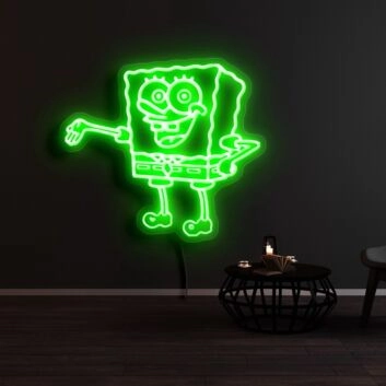 lächelnder Schwamm Cartoonfigur LED-Neonschild für Kinderzimmer oder Wohnzimmer