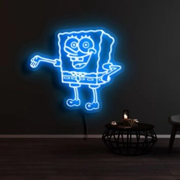 lächelnder Schwamm Cartoonfigur LED-Neonschild für Kinderzimmer oder Wohnzimmer