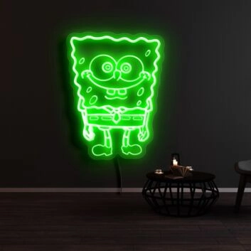 Comicfigur Schwamm LED-Neonschild Kinderzimmer Wohnzimmer