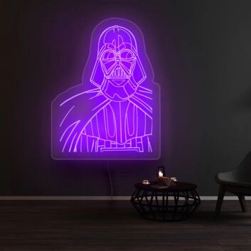 Science-Fiction Figur mit Helm und Umhang LED-Neonschild für Wohnzimmer oder Gaming Room