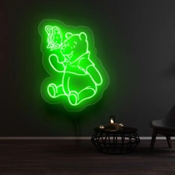 Bär mit Schmetterling LED-Neonschild für Kinderzimmer Wohnzimmer