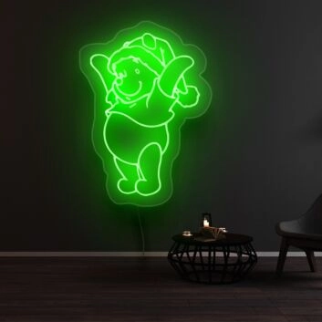 Bär mit Weihnachtsmütze LED-Neonschild Wohnzimmer Kinderzimmer