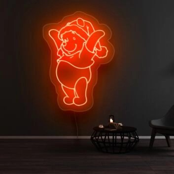 Bär mit Weihnachtsmütze LED-Neonschild Wohnzimmer Kinderzimmer