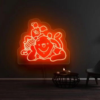 Bär und Ferkel Illustration LED-Neonschild Wohnzimmer Kinderzimmer