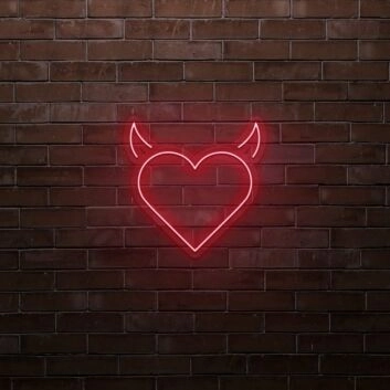 Herz mit Teufelshörnern LED-Neonschild für Bar und Club