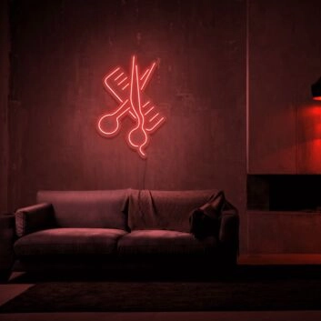 Schere und Kamm LED-Neonschild für Friseursalon