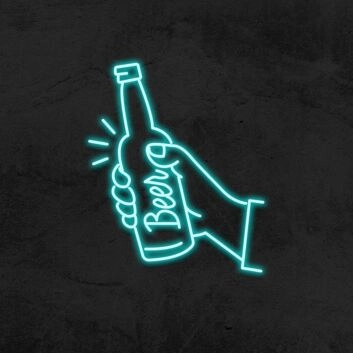 Bierflasche in Hand LED Neonschild für Bar und Club