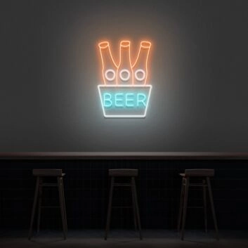 Bierflaschen im Eimer LED Neonschild für Bar und Kneipe