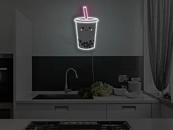 Bubble Tea Becher mit Strohhalm LED-Neonschild für Küche Café
