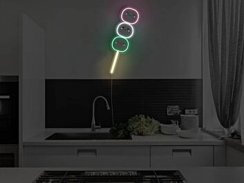 Dango Spieß mit Gesicht LED-Neonschild für Küche oder Restaurant